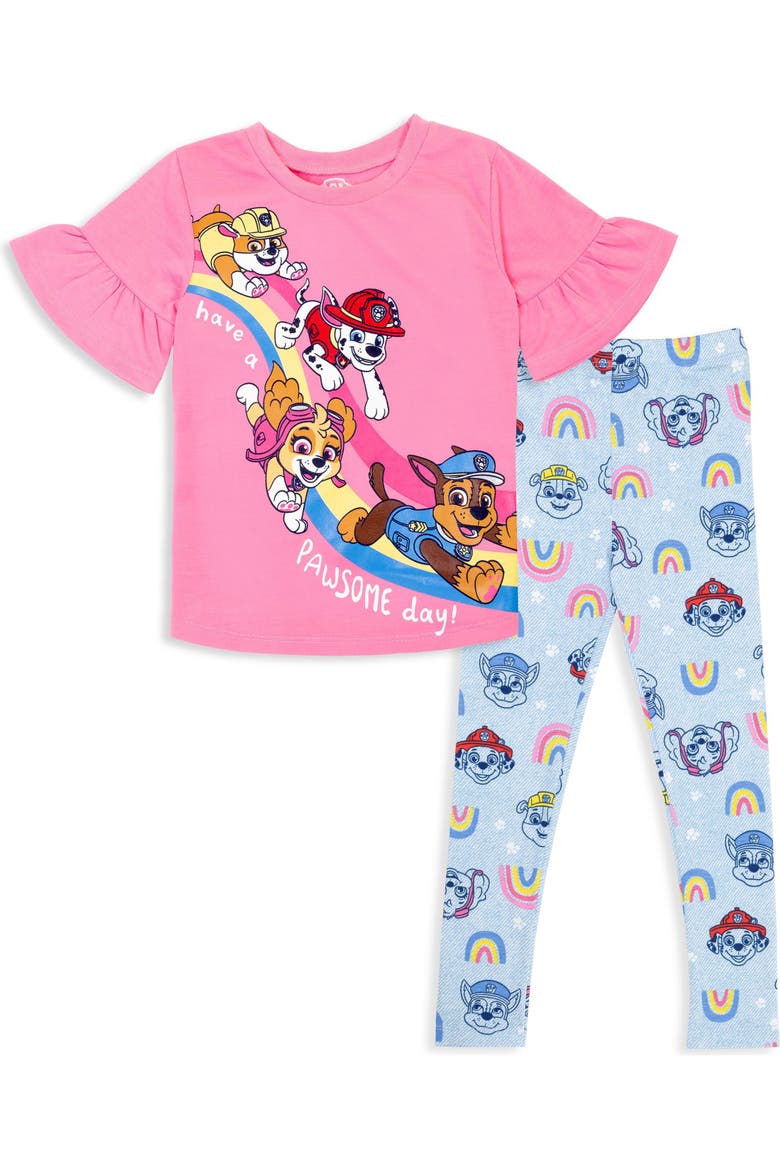 2-Piece T-Shirt and Leggings Set, Main, color, Light Pink Light Blue