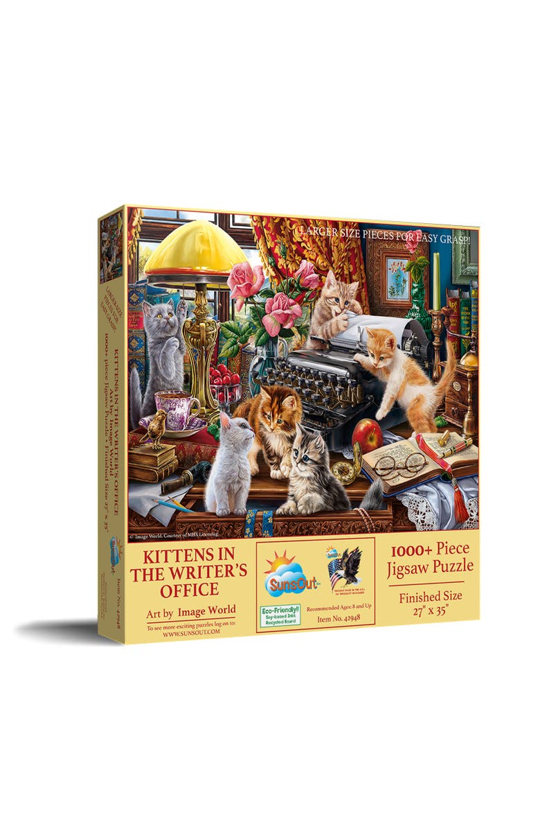 Sunsout Kittens in the Writer's Office 1000 piece Jigsaw Puzzle for Adults Large Pieces, Main, color, Multicolor