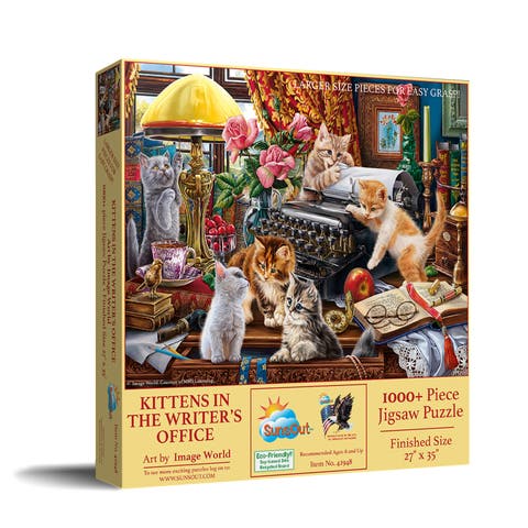 Kittens in the Writer's Office 1000 piece Jigsaw Puzzle for Adults Large Pieces