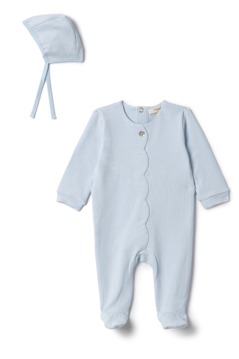Boy Cotton Scallop Romper with Bonnet (Baby)