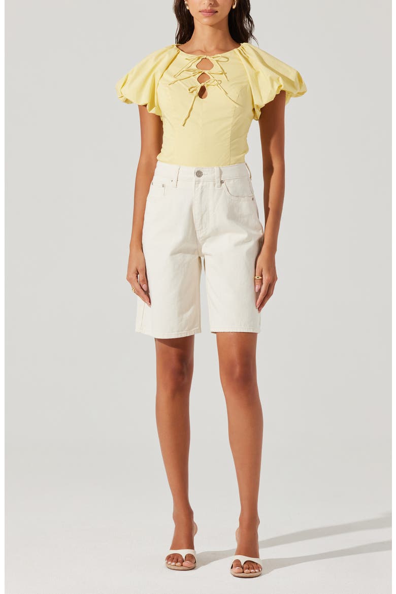 Aine Tie Detail Cotton Top, Alternate, color, YELLOW