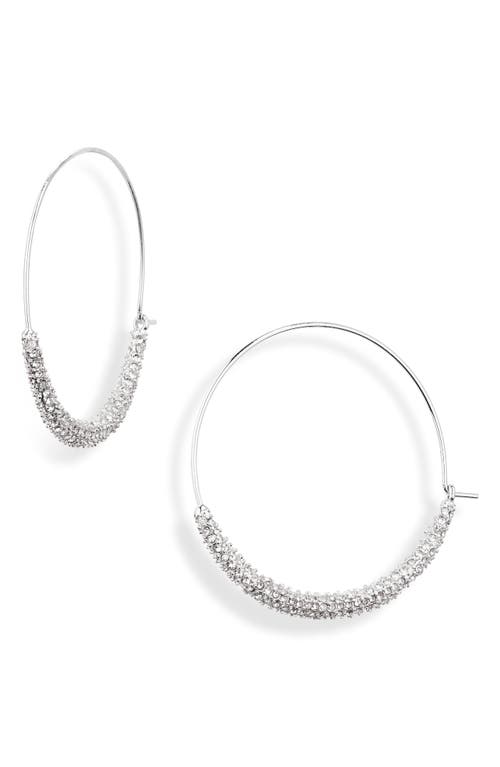 Nordstrom Crystal Pavé Accent Hoop Earrings in Clear- Rhodium 