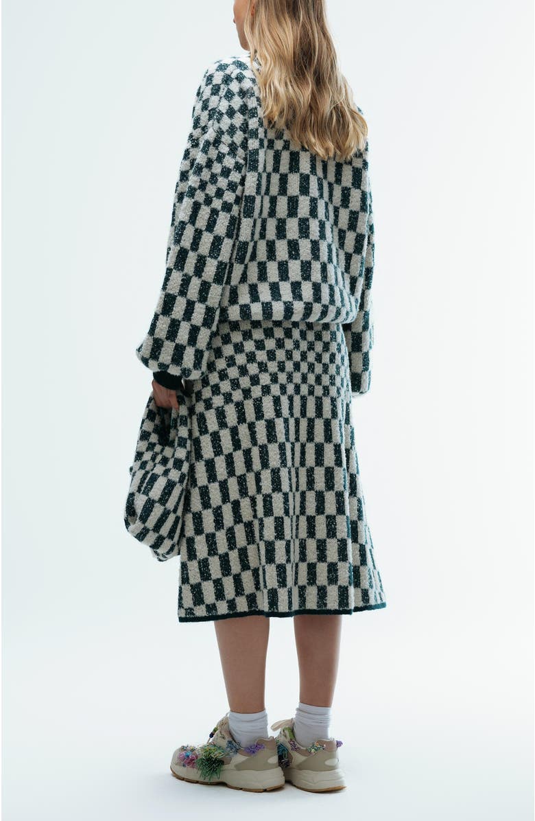 De Loreta Alexandra Alpaca Blend Sweater Midi Skirt, Alternate, color, Forest Chess