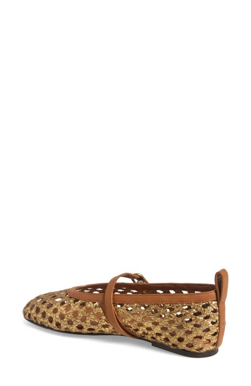 Rag & Bone Beige Spire Woven Faux Leather Mary Jane Ballerina Flats In Gold Woven