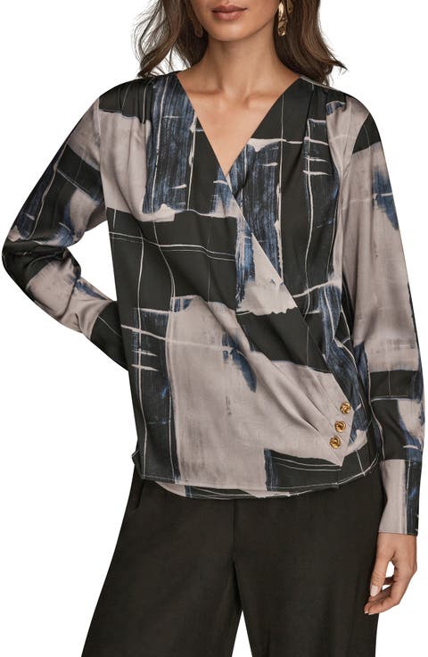 Print Faux Wrap Top