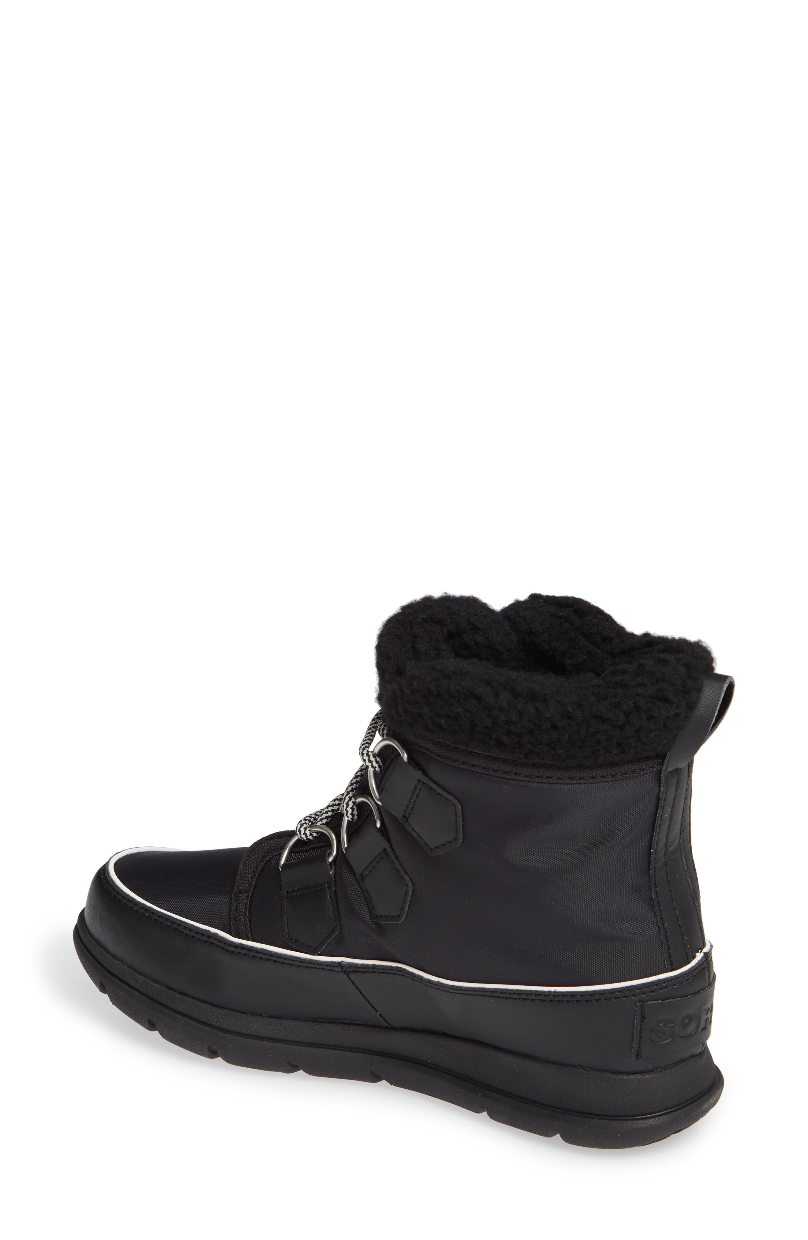 Explorer Carnival Waterproof Boot with Faux Fur Collar, Alternate, color, BLACK/ SEA SALT