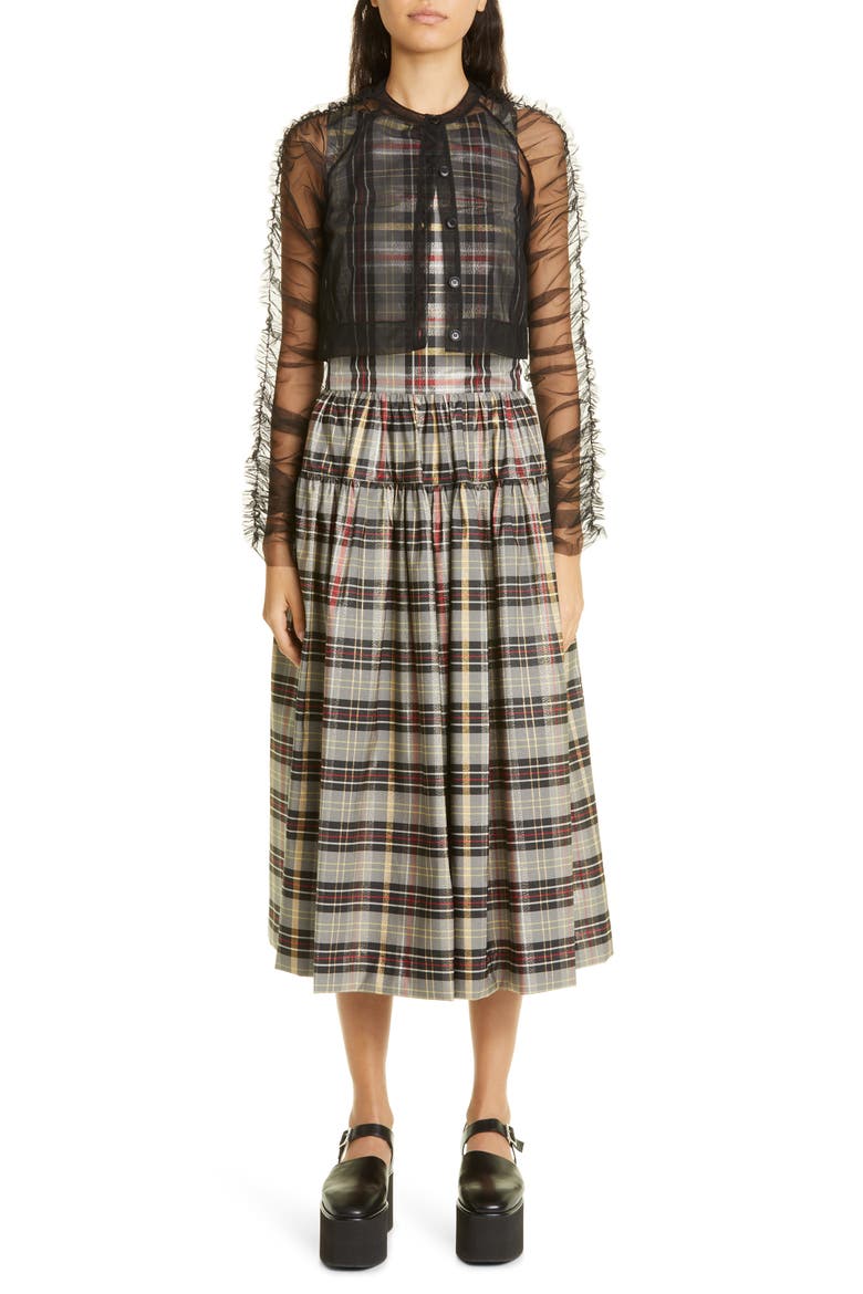 Monique Soft Tulle Crop Cardigan, Alternate, color, BLACK