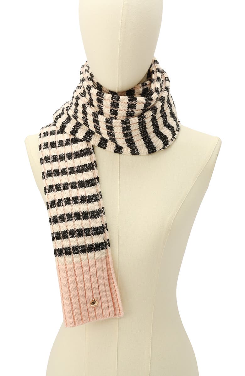 Kate Spade New York stripe rib scarf, Alternate, color, Pink Multi