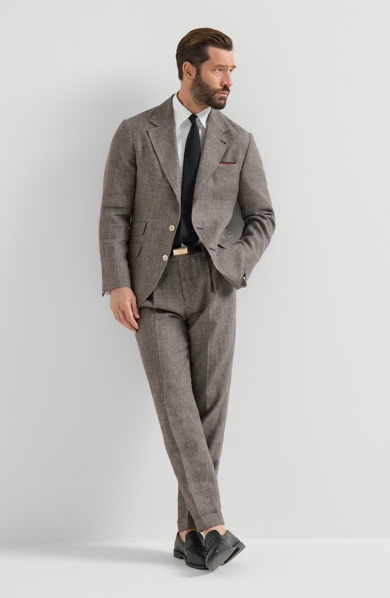 Brunello Cucinelli Houndstooth trousers, Alternate, color, Hazelnut