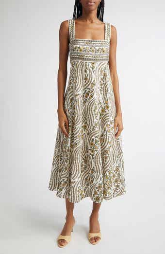 Veronica Beard Rye Floral Linen Midi Sundress