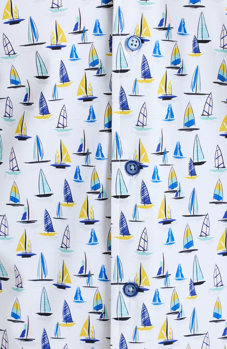 Robert Graham Transpacific Knit Short Sleeve Button-Up Shirt, Alternate, color, White