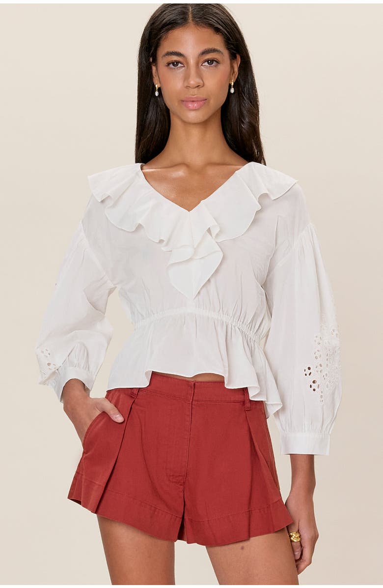 Rebecca Taylor Lorelai Embroidered Blouse, Main, color, Ivory