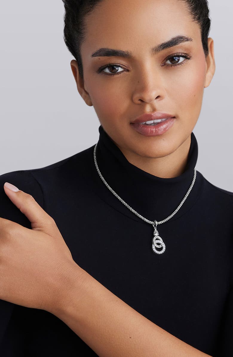 LAGOS Signature Caviar Interlocking Diamond Pendant Necklace, Alternate, color, Silver