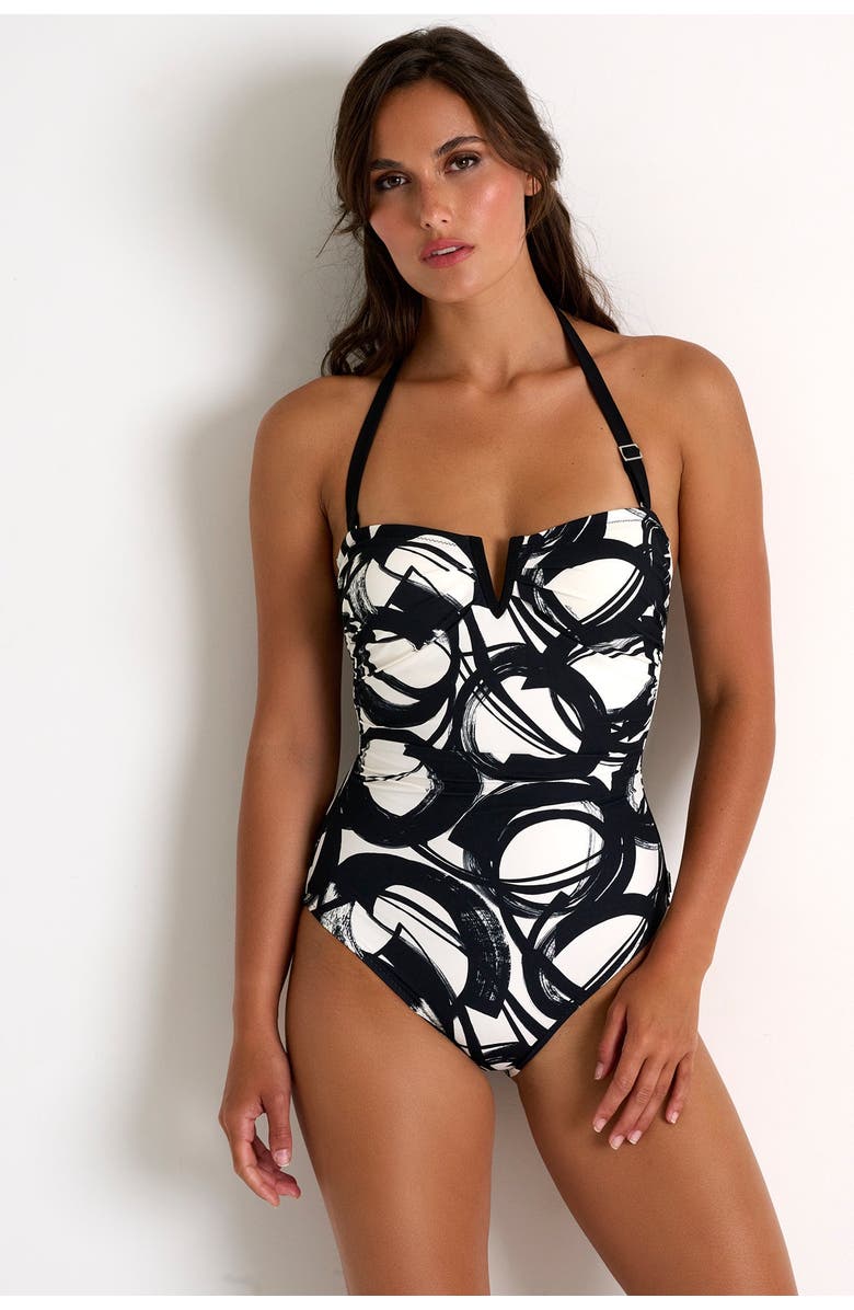 SHAN Classic Bandeau One-Piece Swimsuit, Alternate, color, Print