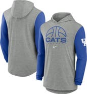 Nike Men's Nike Gray/Royal Kentucky Wildcats Basketball Color-Block Tri-Blend Dri-FIT Long Sleeve Hoodie T-Shirt