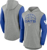 Nike Men's Nike Gray/Royal Kentucky Wildcats Basketball Color-Block Tri-Blend Dri-FIT Long Sleeve Hoodie T-Shirt