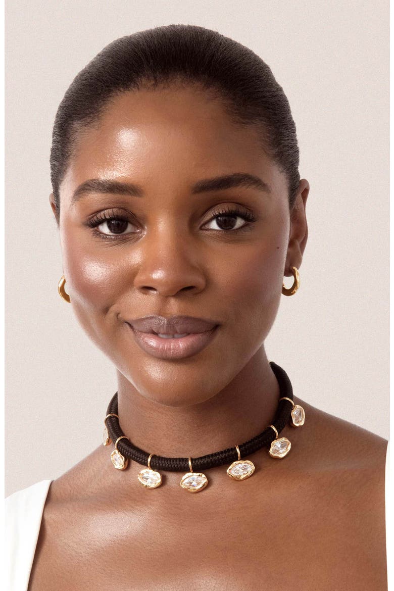 Midnight Luxe Crystal Choker Necklace, Alternate, color, GOLD