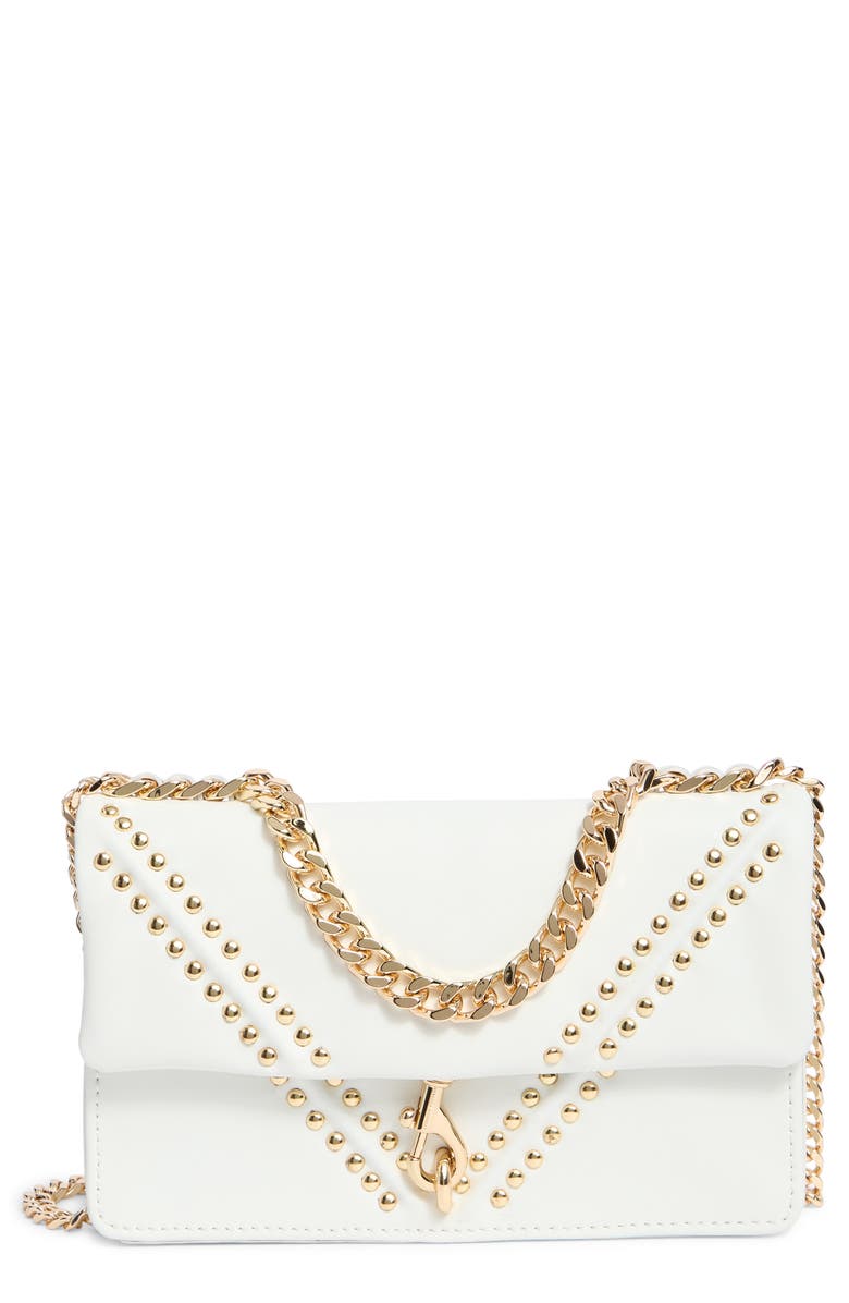Rebecca Minkoff V Studded Wallet on a Chain Crossbody Bag, Main, color, White