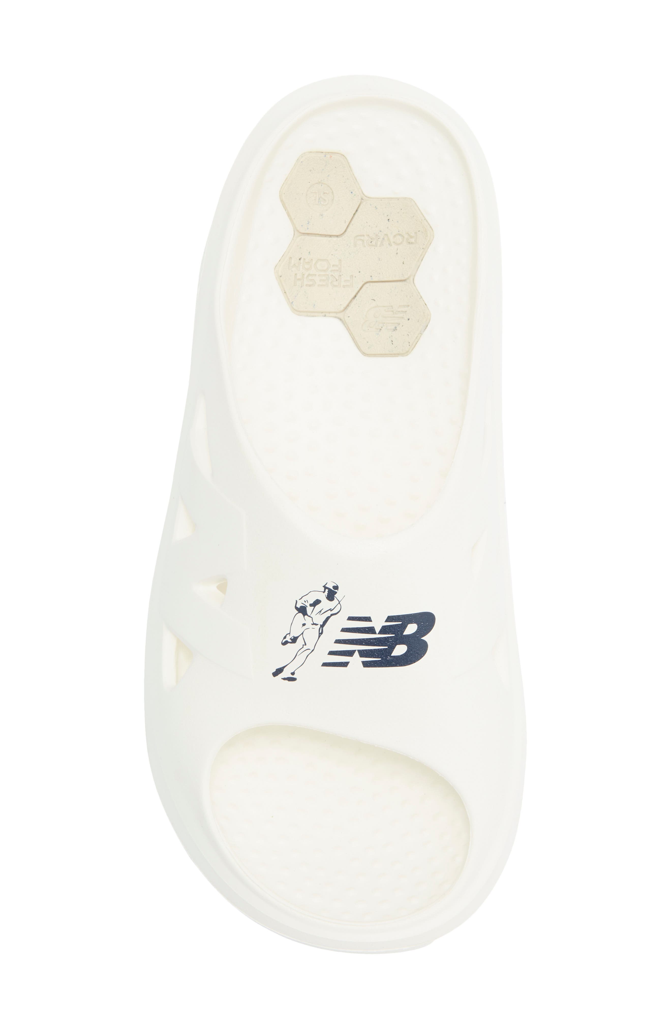 New Balance Cvrys Slide Sandal, Alternate, color, Sea Salt/ Navy