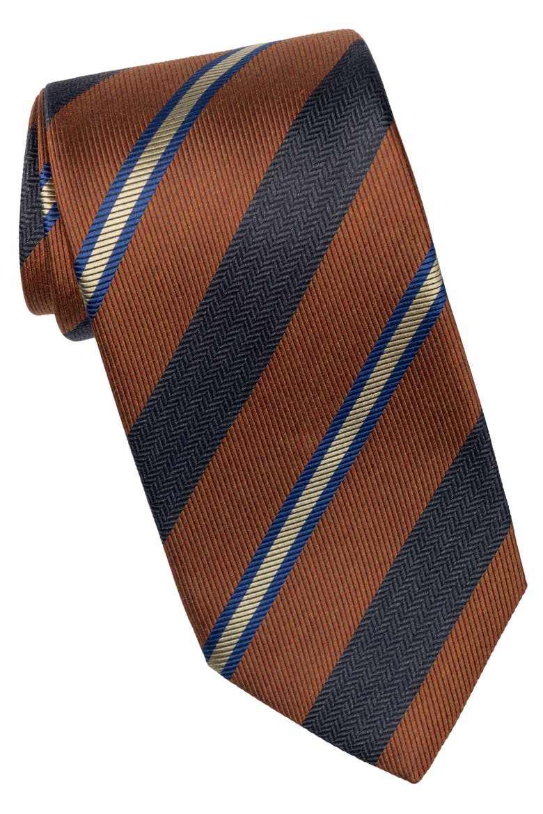 Flaminia - Extra Long Silk Jacquard Tie for Men, Alternate, color, Rust
