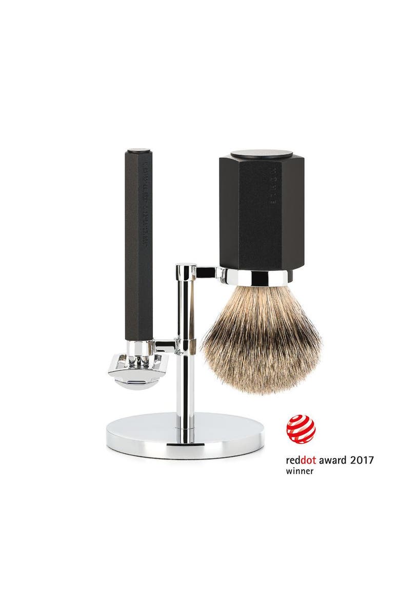 Hexagon Graphite 3-Piece Silvertip Badger Shaving Set, Main, color, Graphite