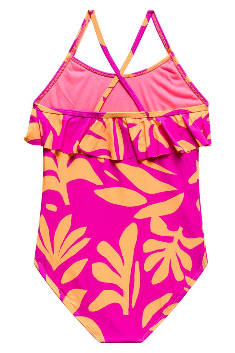 Kids' Ruffle Crisscross Strap One-Piece Swimsuit, Alternate, color, CYBER PINK