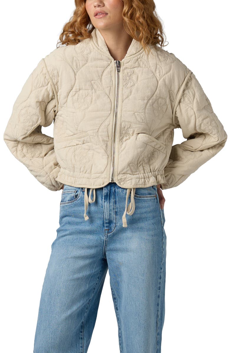 BLANKNYC Floral Quilted Bomber Jacket, Alternate, color, Vanilla Ice