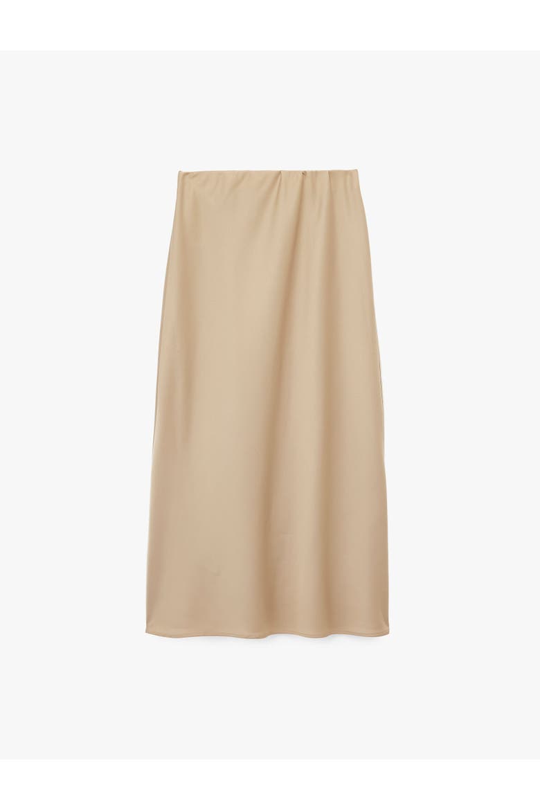 Elastic Waist Satin Midi Skirt, Alternate, color, BEIGE