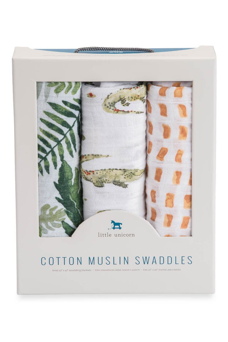 3-Pack Cotton Muslin Blankets, Alternate, color, GATORS