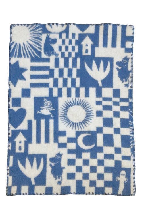 Klippan Moomin Play Brushed Wool Blanket In Blue