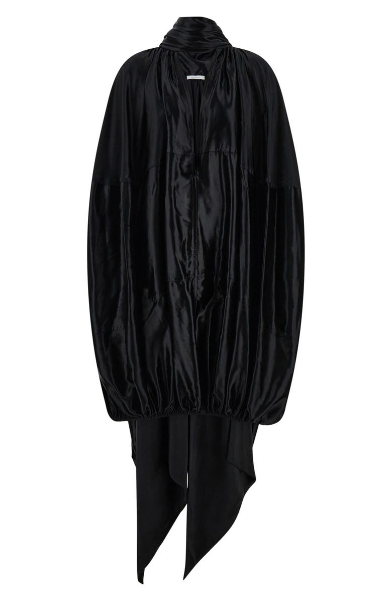 FERRAGAMO Draped Silk Dress, Alternate, color, Nero