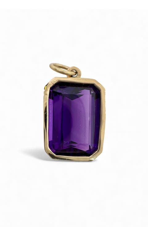 Emerald Cut Amethyst Charm