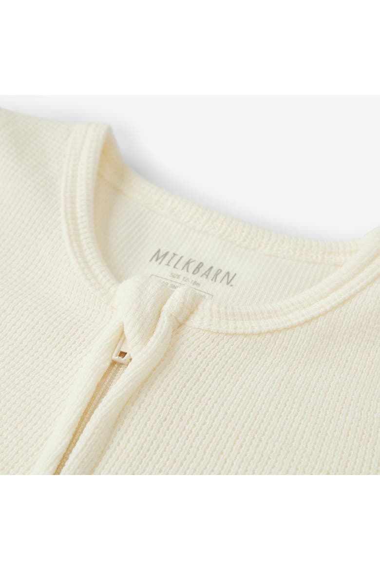 Waffle Zipper Pajama, Alternate, color, Cream