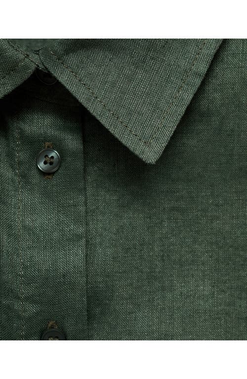 Shop Mango Lino Linen & Cotton Button-up Shirt In Green