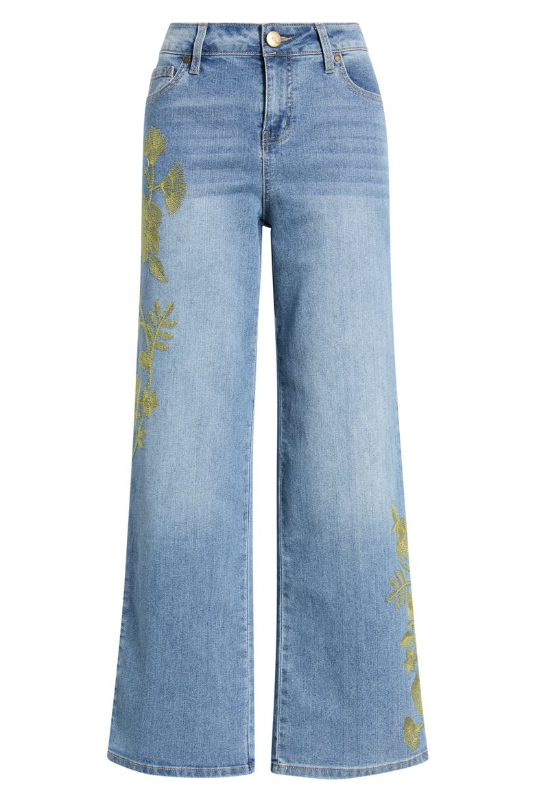 Floral Embroidered Wide Leg Jeans, Alternate, color, KENMORE