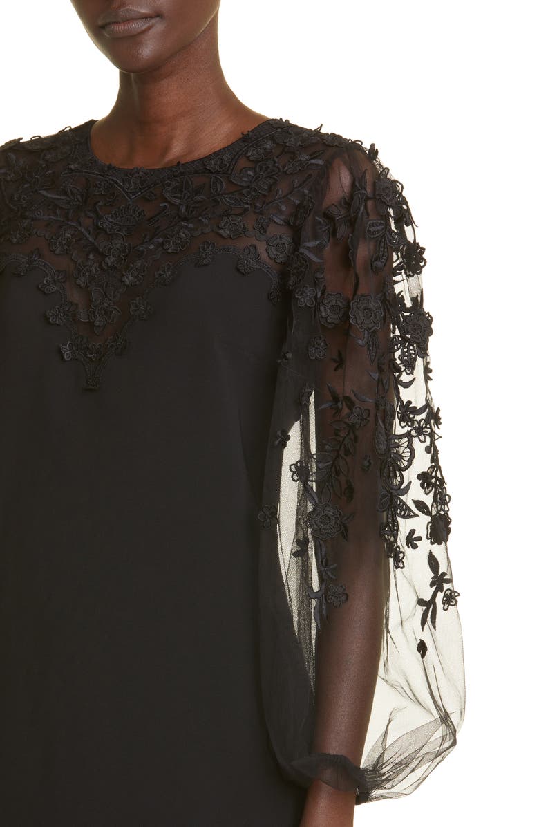 Carolina Herrera Embroidered Yoke Balloon Long Sleeve Minidress, Alternate, color, 