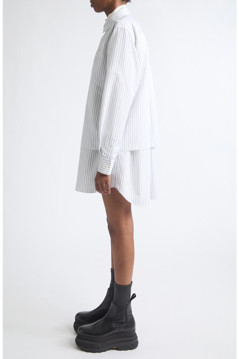 Stripe Layered Long Sleeve Poplin Dress with Satin Tie, Alternate, color, OFF WHITE STRIPE