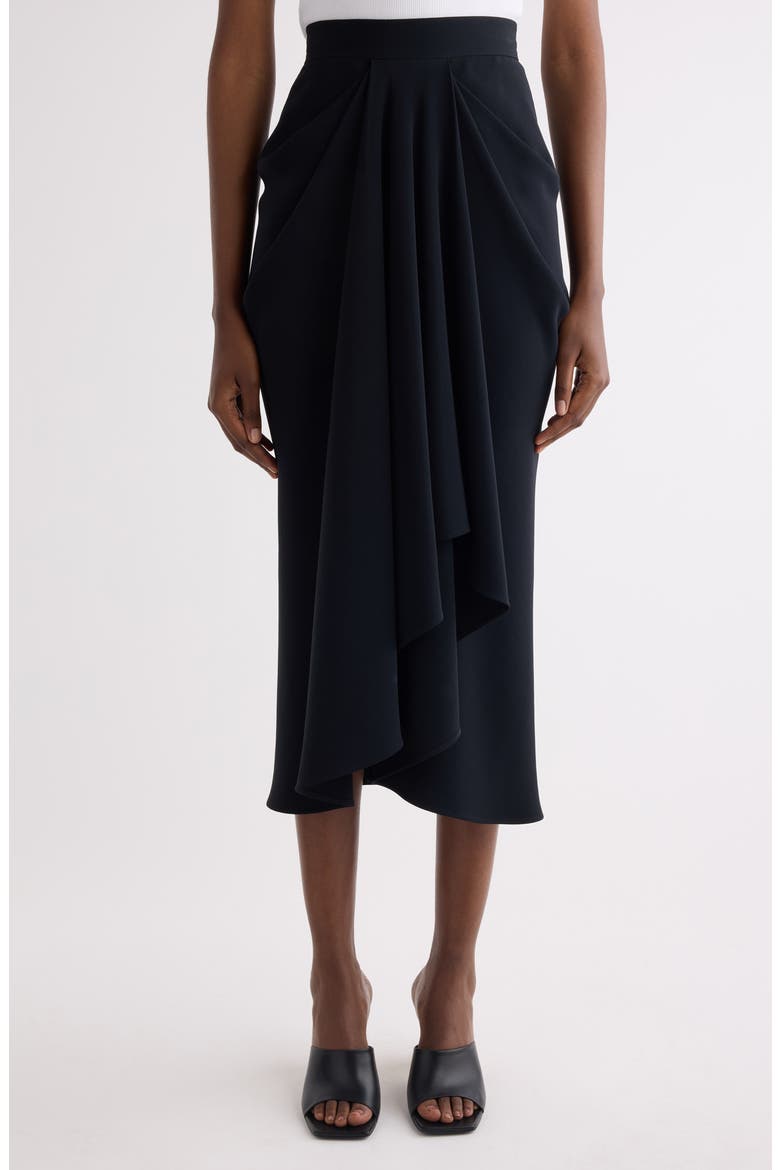 Draped Stretch Skirt, Main, color, BLACK