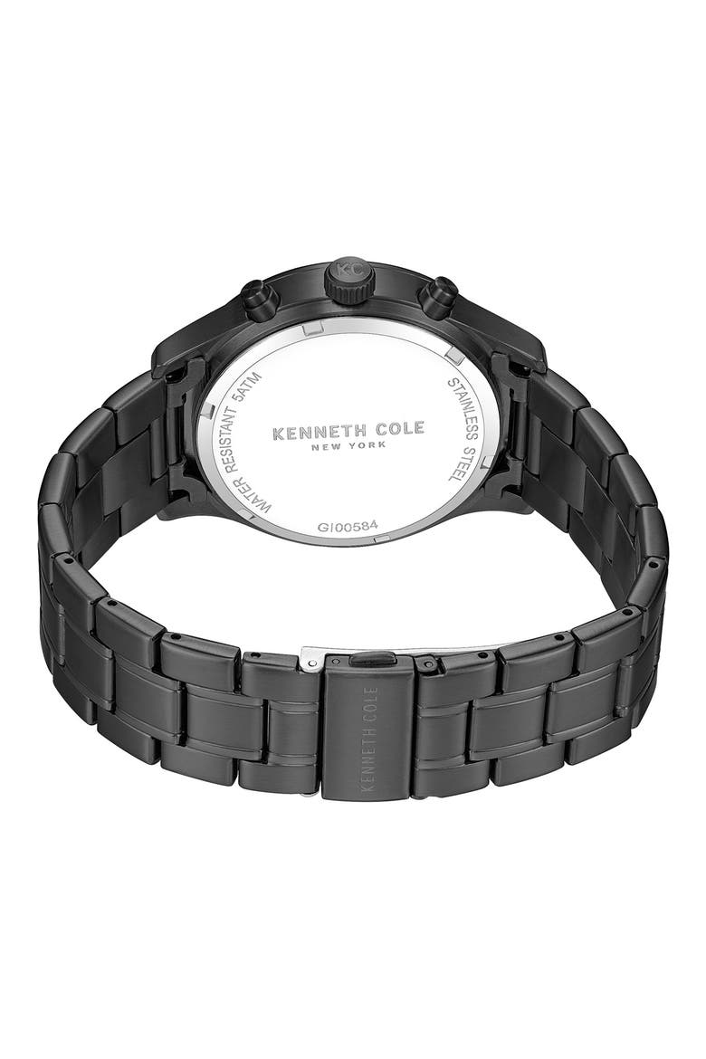 The Thompson Black Chronograph Bracelet Watch, 43.5mm, Alternate, color, BLACK