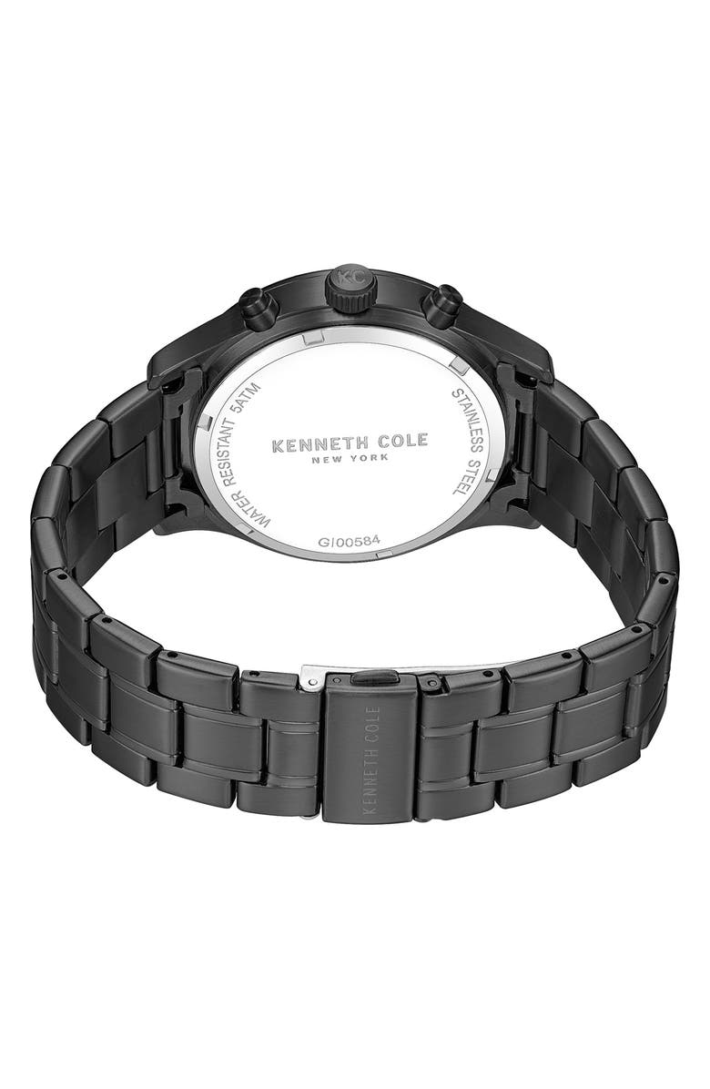 Kenneth Cole New York The Thompson Black Chronograph Bracelet Watch, 43.5mm, Alternate, color, Black