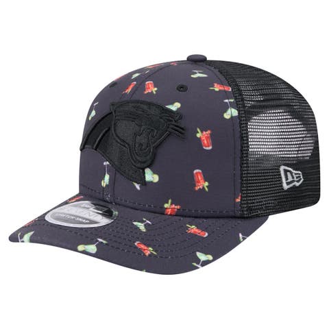 Men's New Era  Navy/Black Carolina Panthers Adventure Drinks Pattern 9SEVENTY Stretch-Snap Hat
