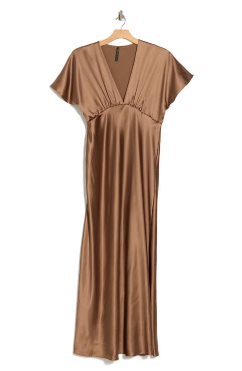 V-Neck Satin Dress (Plus Size)
