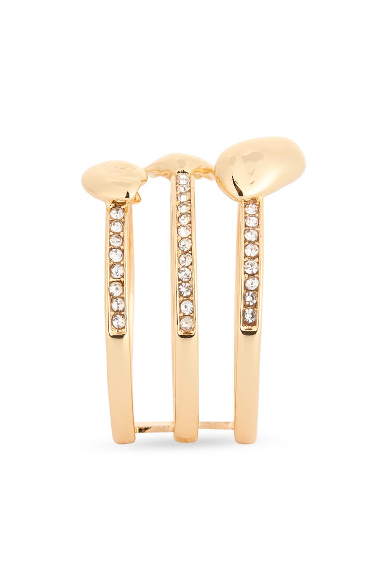 Set of 3 Shell Rings, Alternate, color, CLEAR- GOLD
