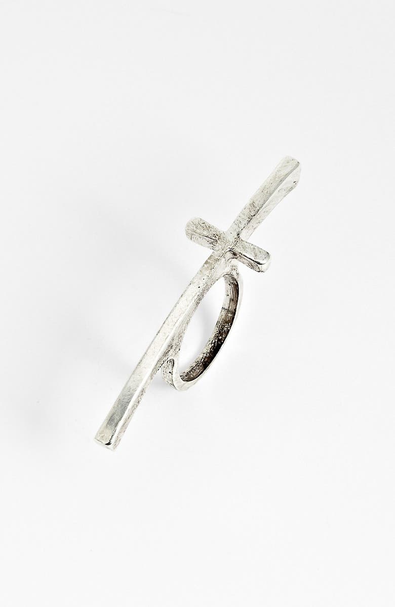 Stephan & Co. Cross Faux Double Finger Ring, Main, color,