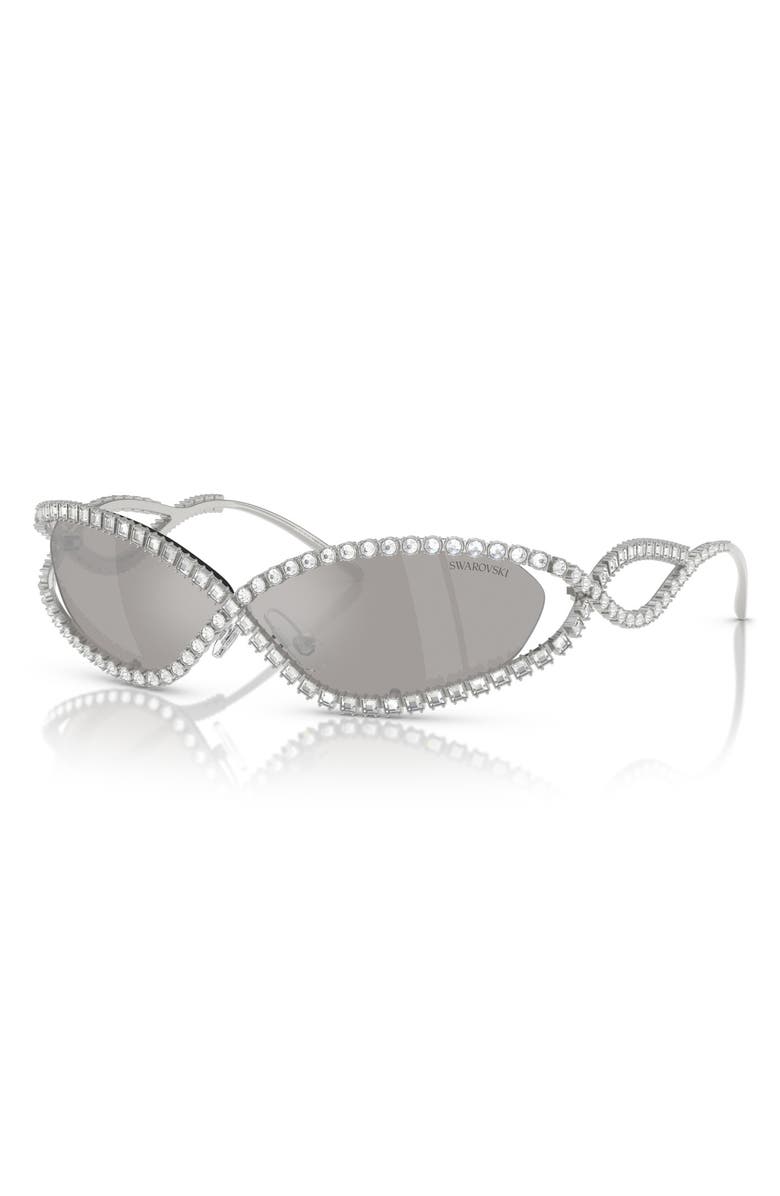 Swarovski 65mm Irregular Sunglasses, Alternate, color, Silver