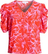 SUGARLIPS Rania Floral Chancellor Ruched Sleeve Top