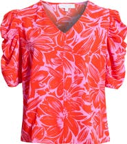 SUGARLIPS Rania Floral Chancellor Ruched Sleeve Top