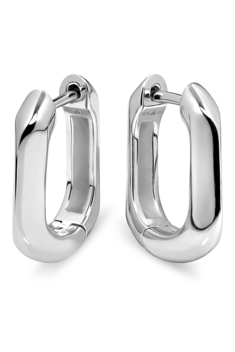 Beveled Hoop Earrings, Main, color, SILVER