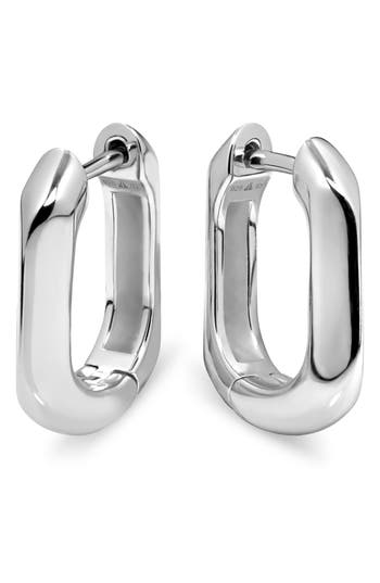 Devata Beveled Hoop Earrings In Silver