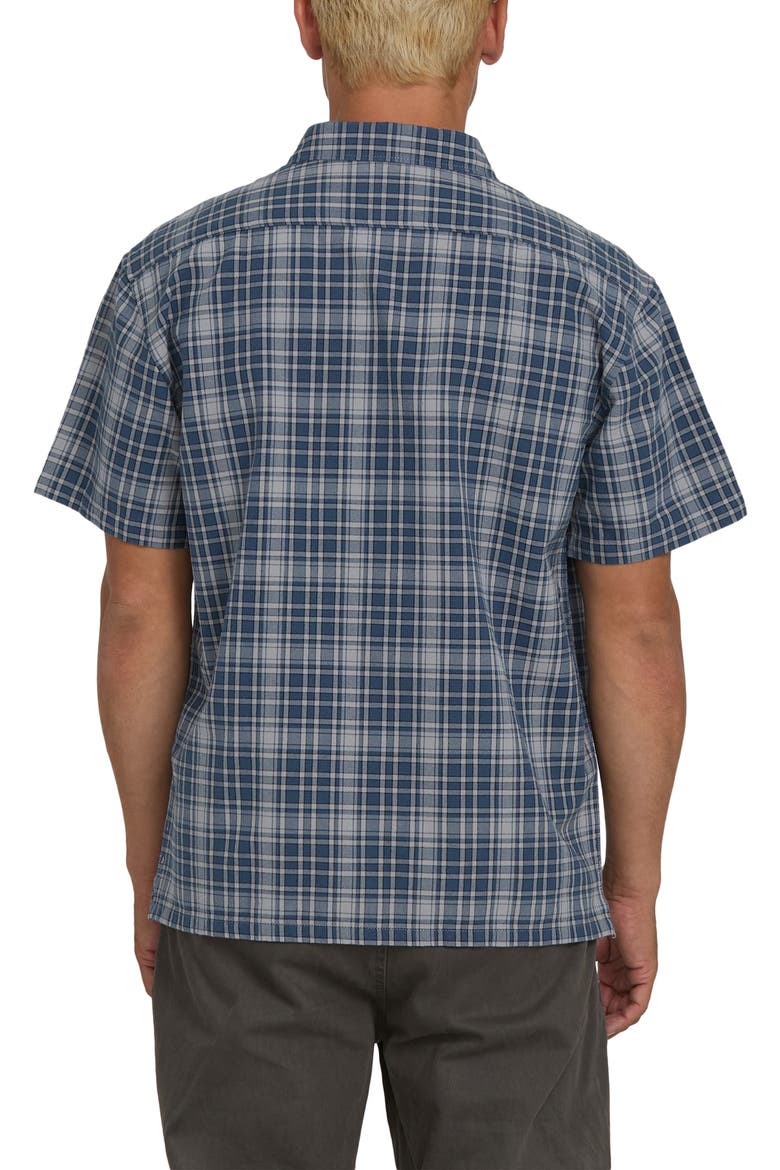 Bad Dog Plaid Short Sleeve Cotton Button-Up Shirt, Alternate, color, DARK DENIM